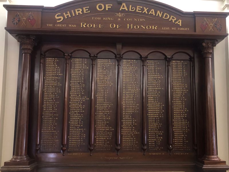 Shire of Alexandra Great War Roll of Honor