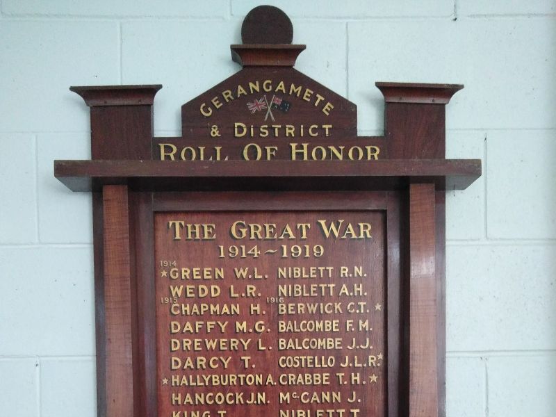 Geranamete WW1 Honour Roll