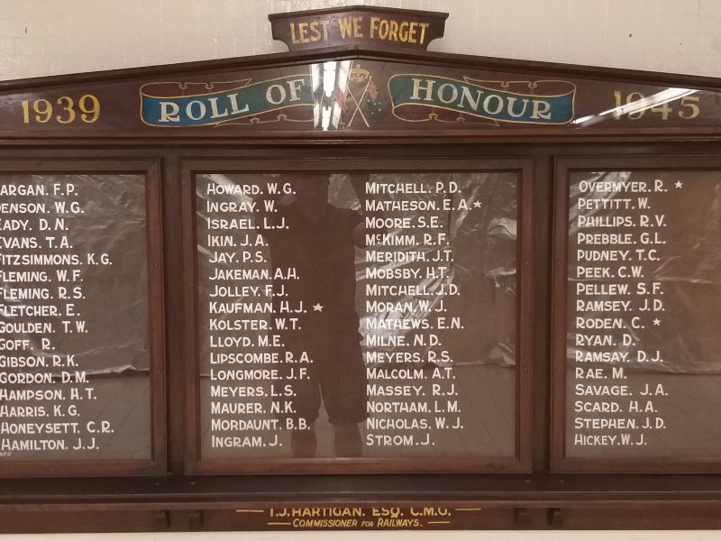 NSW Commissioner of Railways WW2 Roll of Honour