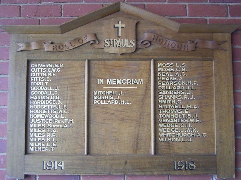 St Paul's Anglican Church Roll of Honour