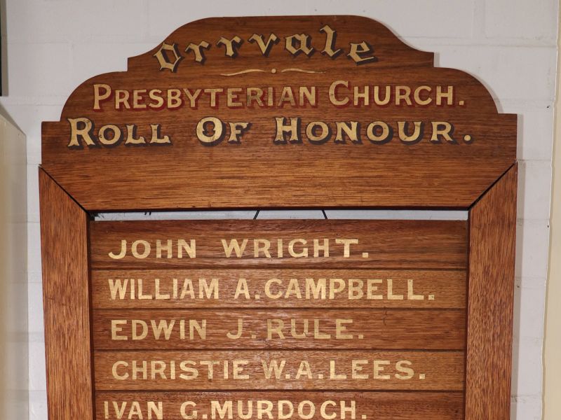 Orrvale MC Roll Of Honour at Shepparton Heritage Centre