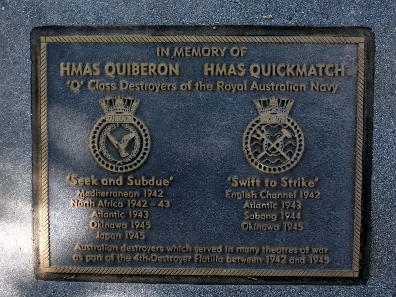HMAS Quiberon/HMAS Quickmatch Memorial Plaque