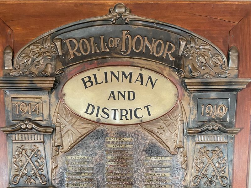 Blinman & District Roll of Honour 1914 - 1919