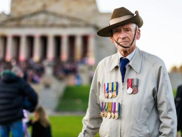 John Murphy attended last year’s Anzac Day Dawn Service at the Shrine of Remembrance in Melbourne. Picture NCA NewsWire / Aaron Francis