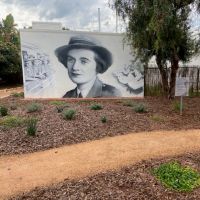 Minnie Hodgson mural and signage in the Kondinin Memorial Garden 