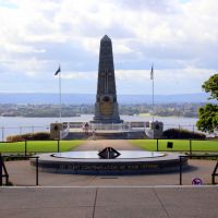 Western Australia State War Memorial and Flame of Remembrance Overlooking the Swan River From Kings Park