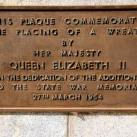 Western Australia State War Memorial and Flame of Remembrance Visit By Her Majesty Queen Elizabeth II Commemorative Plaque