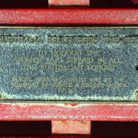 Returned Ex-Servicewomen's Memorial Plaque Attached to Commemorative Bench Seat
