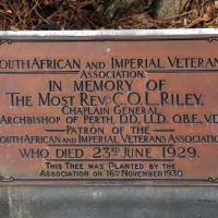 Commemorative Plaque to the Most Reverend C.O.L. Riley Chaplain General at the South African War Memorial (Boer War) Kings Park, Perth