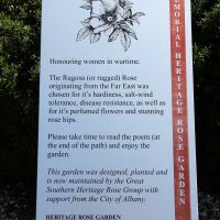 Honouring Women in Wartime Heritage Rose Garden Interpretative Board
