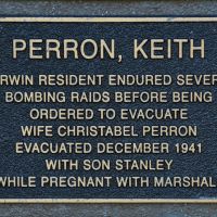 The individual plaque for Keith Perron, whose then-unborn child would later become the Chief Minister of the Northern Territory
