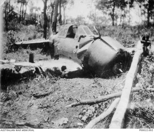 Hajime Toyoshima's Japanese aircraft after crash landing on Melville Island. (C220146)