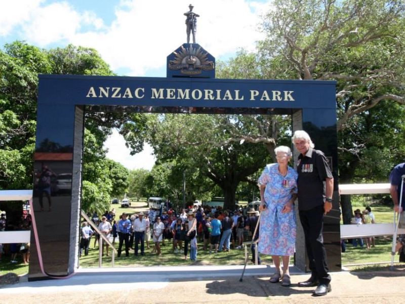 Official opening of Anzac Memorial Park 25th April 2010 by WW2 Veteran Sylvia Geraghty and Sub Branch President Graeme Andrews
