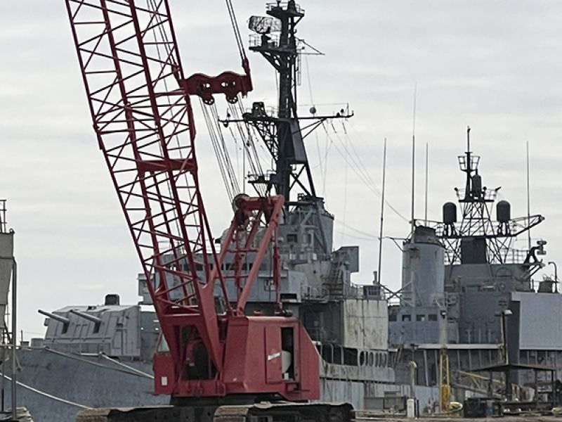 The USS Orleck is docked at Gulf Copper in Port Arthur. (Monique Batson/The News)