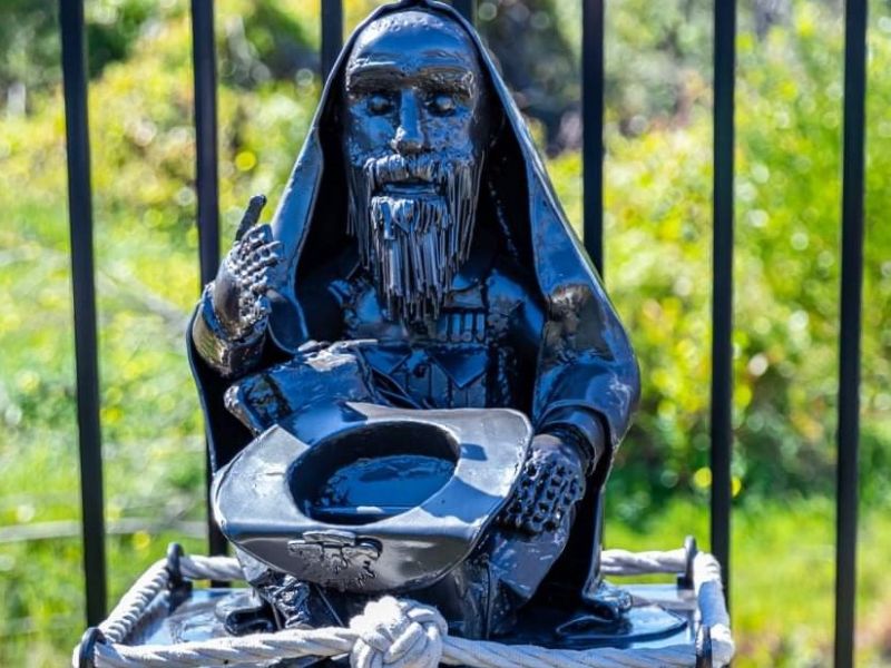 Homeless soldier statue