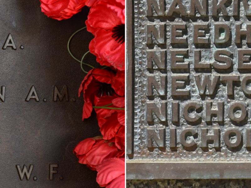 Driver Albert Nicholson's name on the AWM Roll of Honour and the Broken Hill Memorial