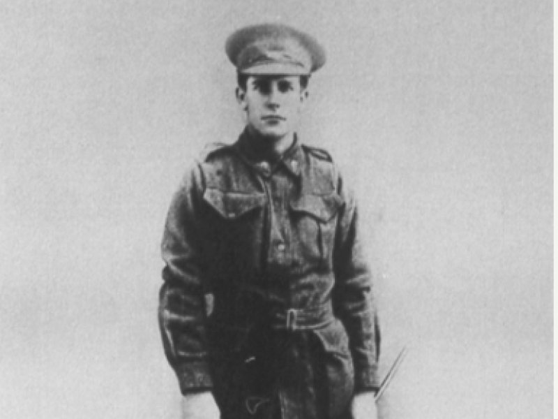 Studio portrait of 74 Corporal (Cpl) Percy William Geraty, A Company, 33rd Battalion, of Cargo, NSW, 1916