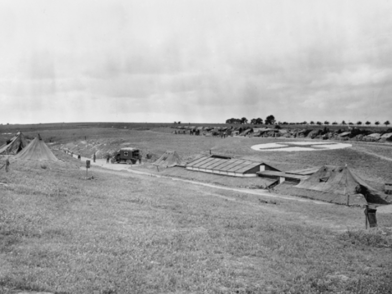 The Dressing Station of the 14th Field Ambulance near Franvillers. France, 1918