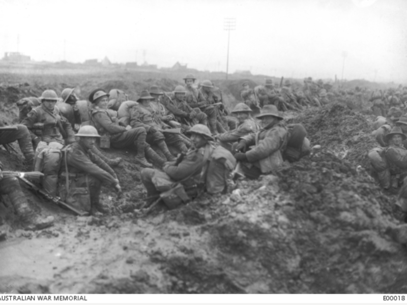 Soldiers resting near Montauban, on their way to Somme winter trenches, Dec 1916