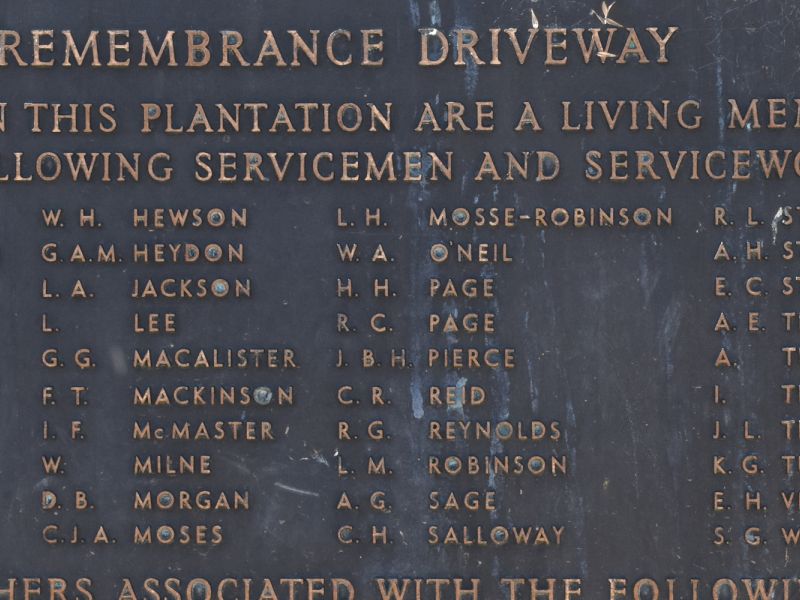 The plaque in the Wheatley VC Rest Area bearing the names of Harold Hillis Page DSO MC, and Robert Charles Page DSO