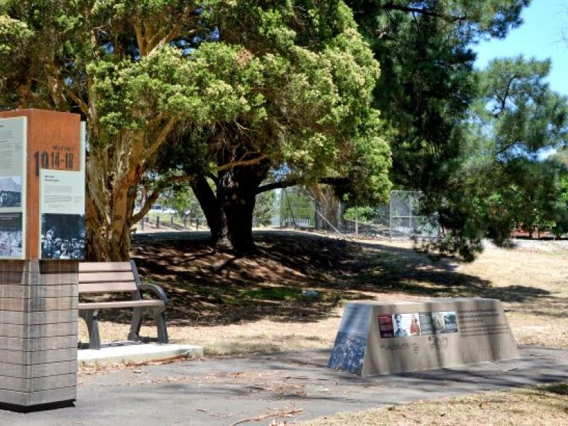 Memorial at entrance to Hurstbridge Memorial Park and Recreation Reserve dedicated on 20th July 2015