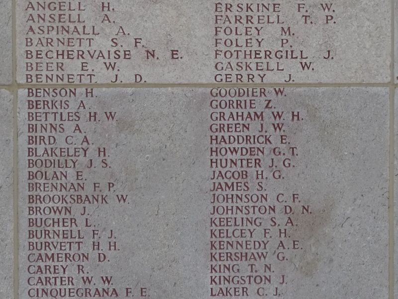 Gilbert McCully - Lone Pine Memorial to the Missing