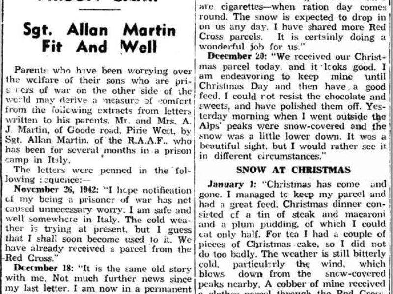 Newspaper article - Howard Allan Martin_Prisoner of War