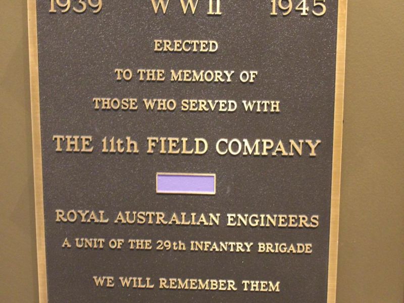 Plaque, 11th Field company