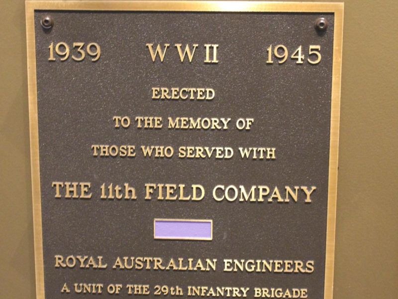 Plaque, 11th Field company