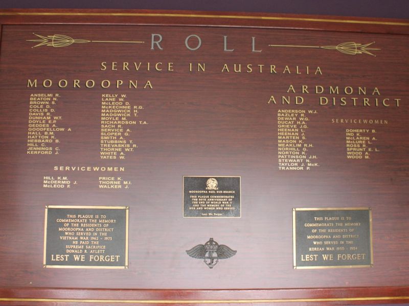 Mooroopna, Ardmona & District Honour Boards