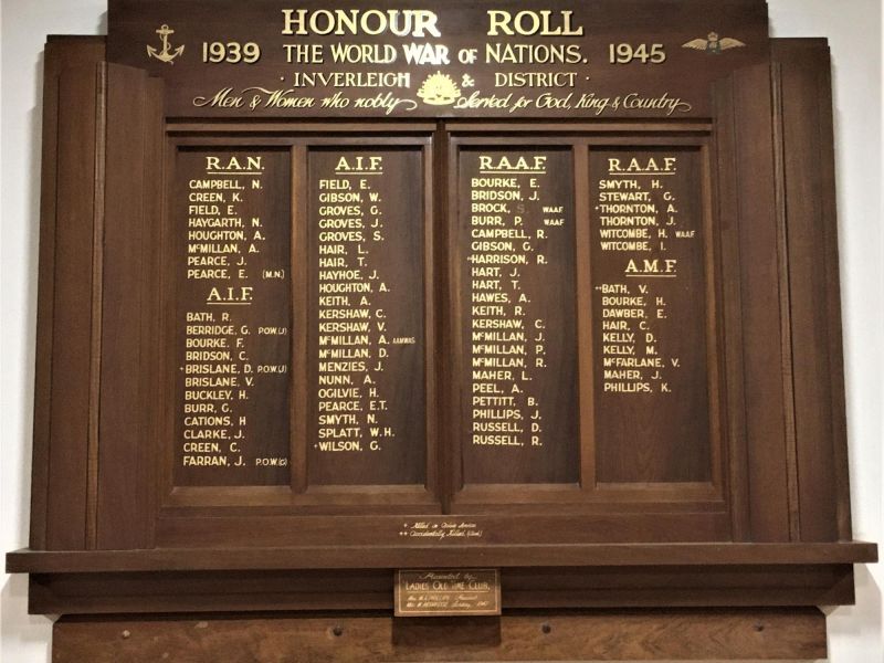 Inverleigh & District Honour Board 1939 - 1945