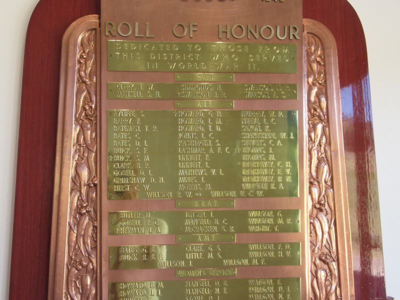 SWW Roll of Honour in Dudley District Hall, behind the Post Office