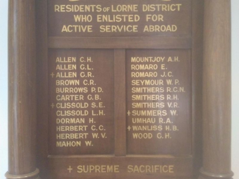 Lorne District Honour Board