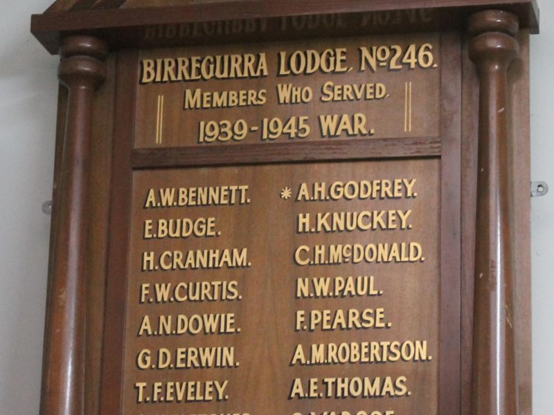 Birregurra Lodge No 246 WWII Honour Roll