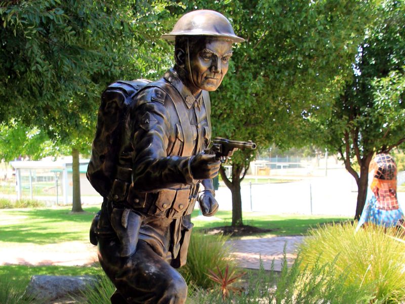 Lieutenant Albert Borella VC, Bronze Memorial Statue Located in the Soldiers' Memorial Park, Wedderburn