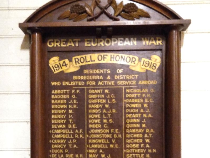 Birregurra Roll of Honor