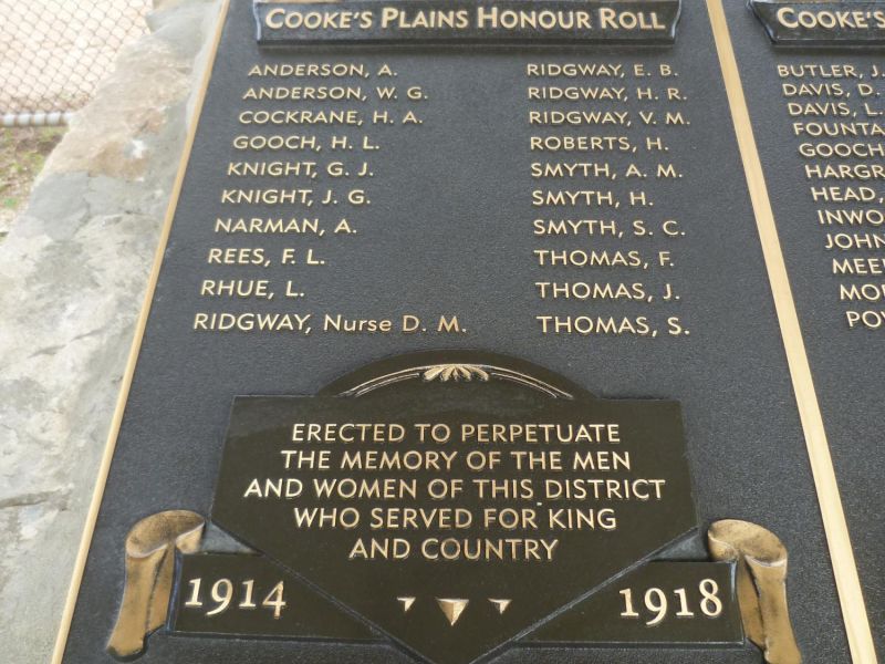 Cooke Plains Honour Roll