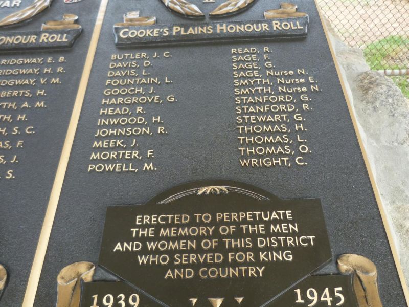 Cooke Plains Honour Roll