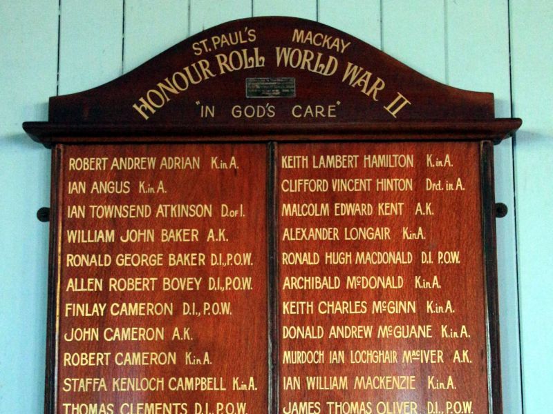 St Paul's Uniting Church WWII Honour Board 1939-1945