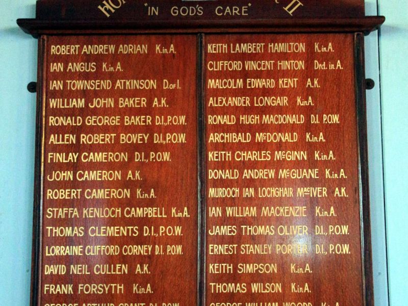 St Paul's Uniting Church WWII Honour Board 1939-1945