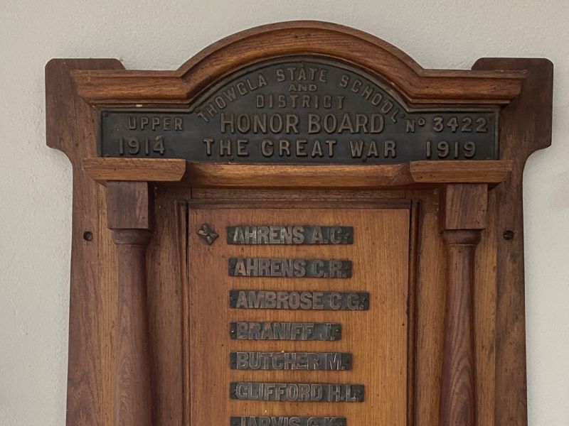 Thowgla State School WW1 Honour Board