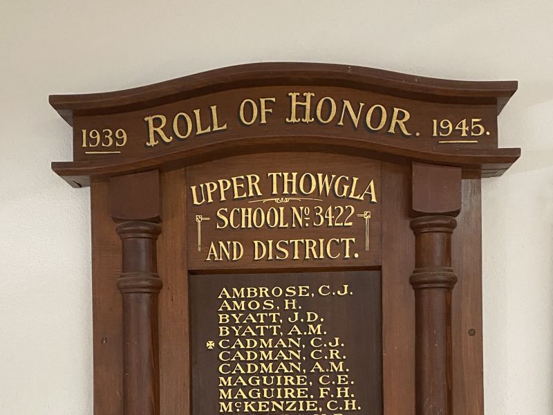 Upper Thowgla State School No. 3422 1939-1945 Roll of Honour