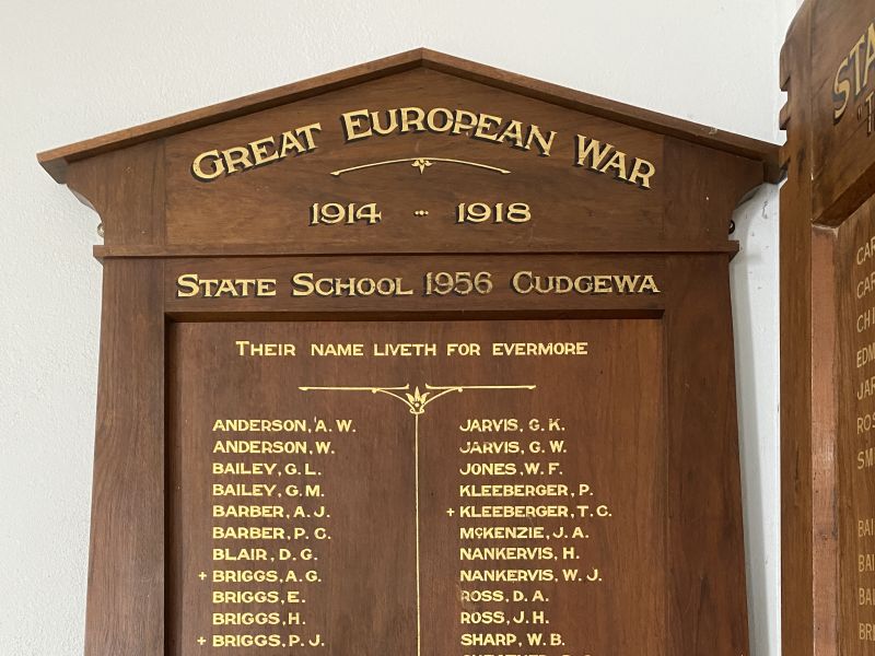 Cudgewa State School No. 1956 1914-1918 Roll of Honour 