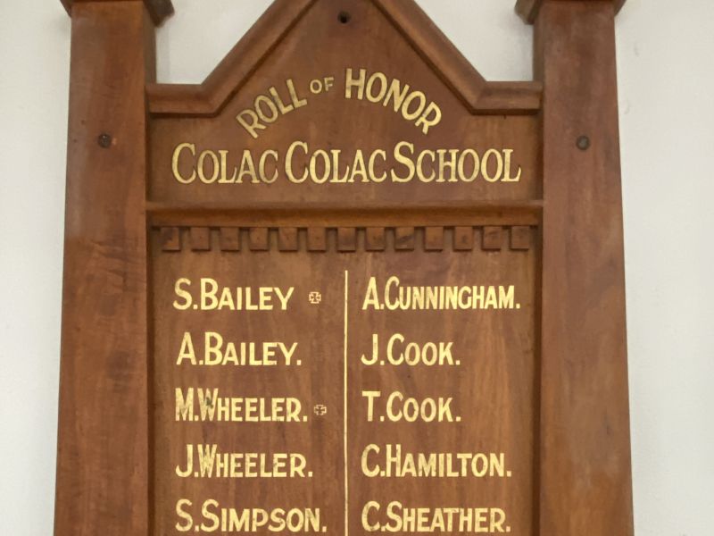 Colac Colac State School No. 2962 1914-1918 Roll of Honour 