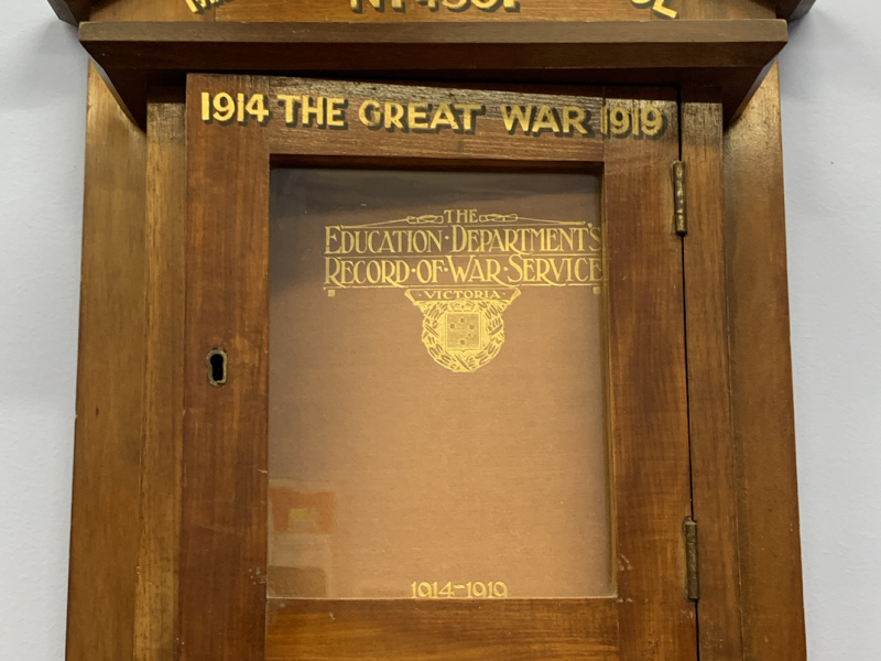 Education Department Record of War Service 1914-1919 Display Case