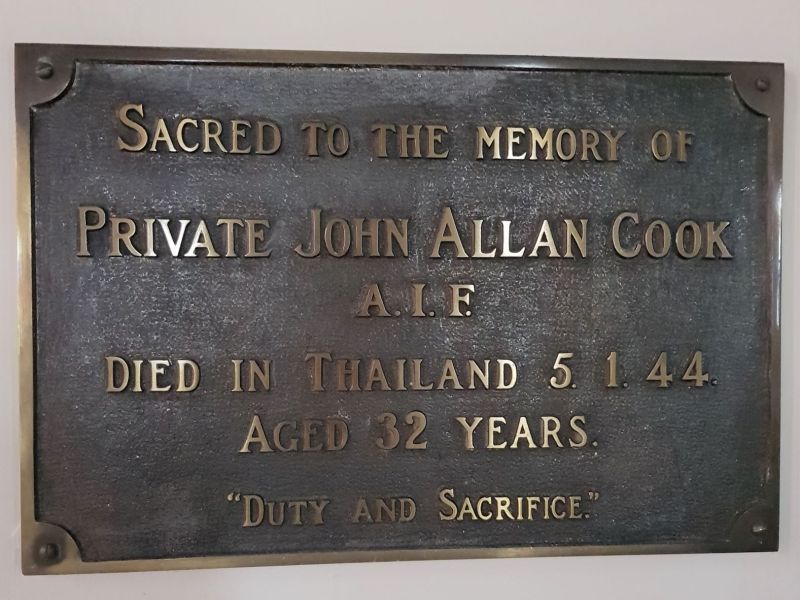 Plaque Private John Allan Cook