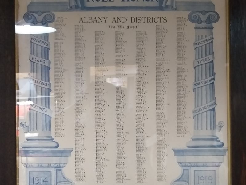 Albany & Districts WW1 Roll of Honor