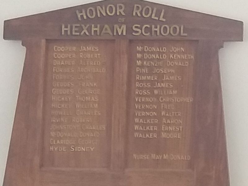 Hexham State School Honor Roll 