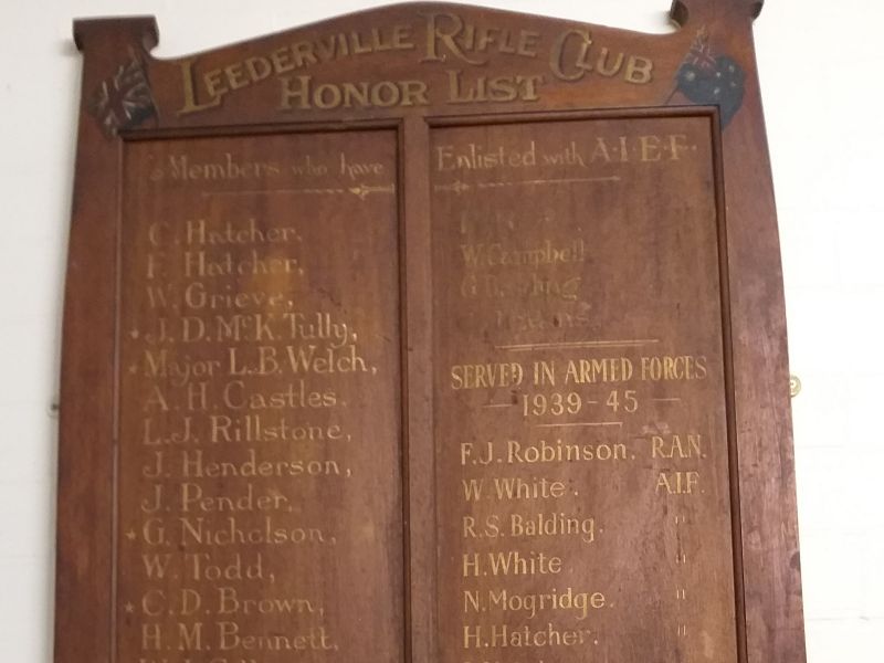 Leederville Rifle Club Honor List