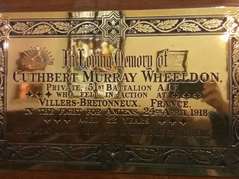 Cuthbert Murray Wheeldon Memorial (St Johns Anglican Church)